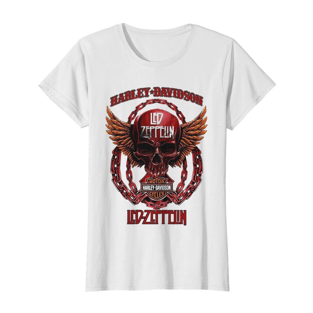 Skull Harley Davidson Motorcycles Led-Zeppelin  Classic Women's T-shirt