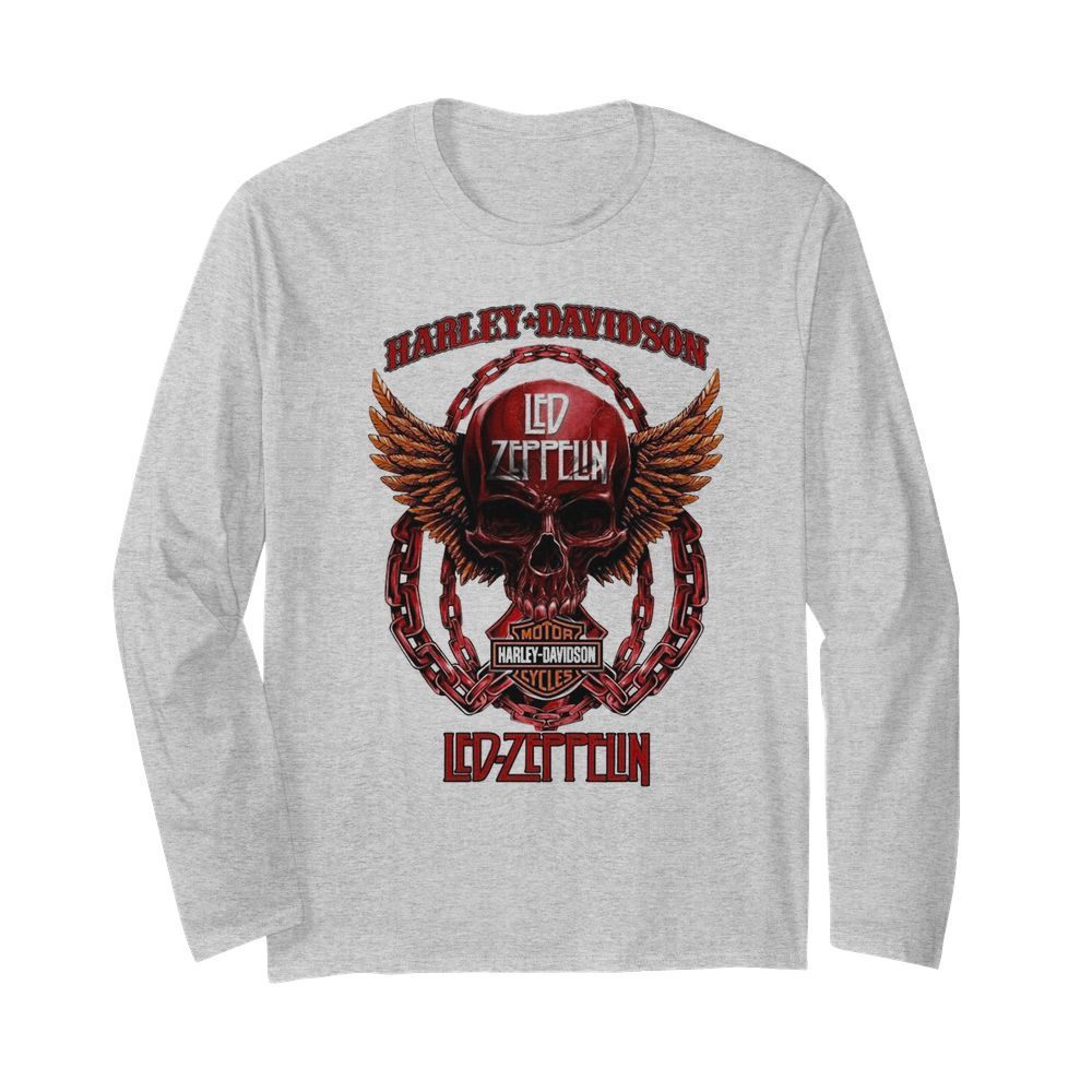 Skull Harley Davidson Motorcycles Led-Zeppelin  Long Sleeved T-shirt 