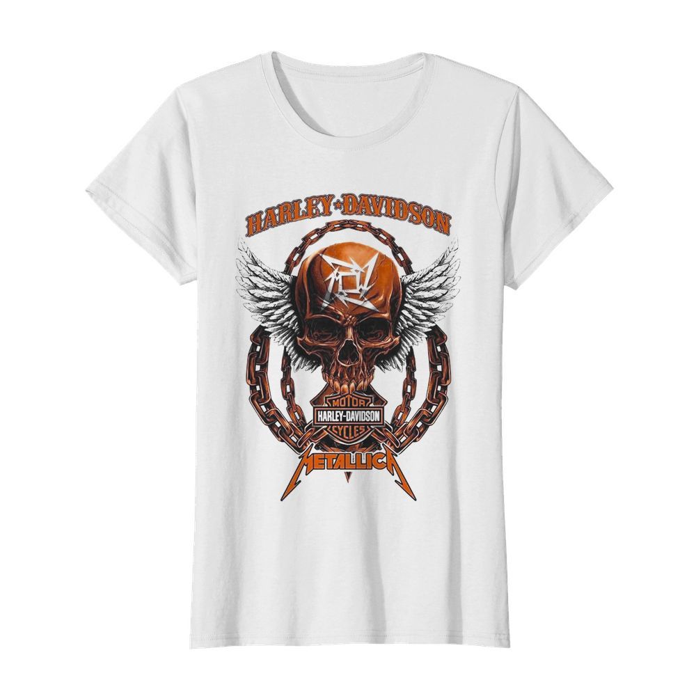 Skull Harley Davidson Motorcycles Metallica  Classic Women's T-shirt