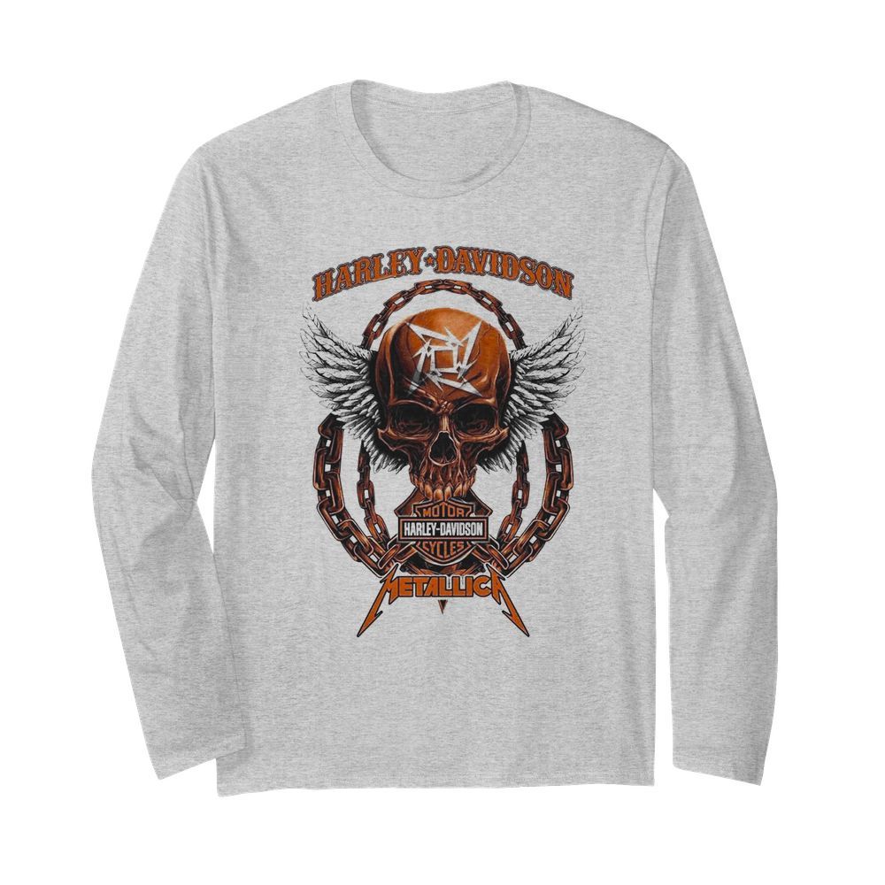 Skull Harley Davidson Motorcycles Metallica  Long Sleeved T-shirt 