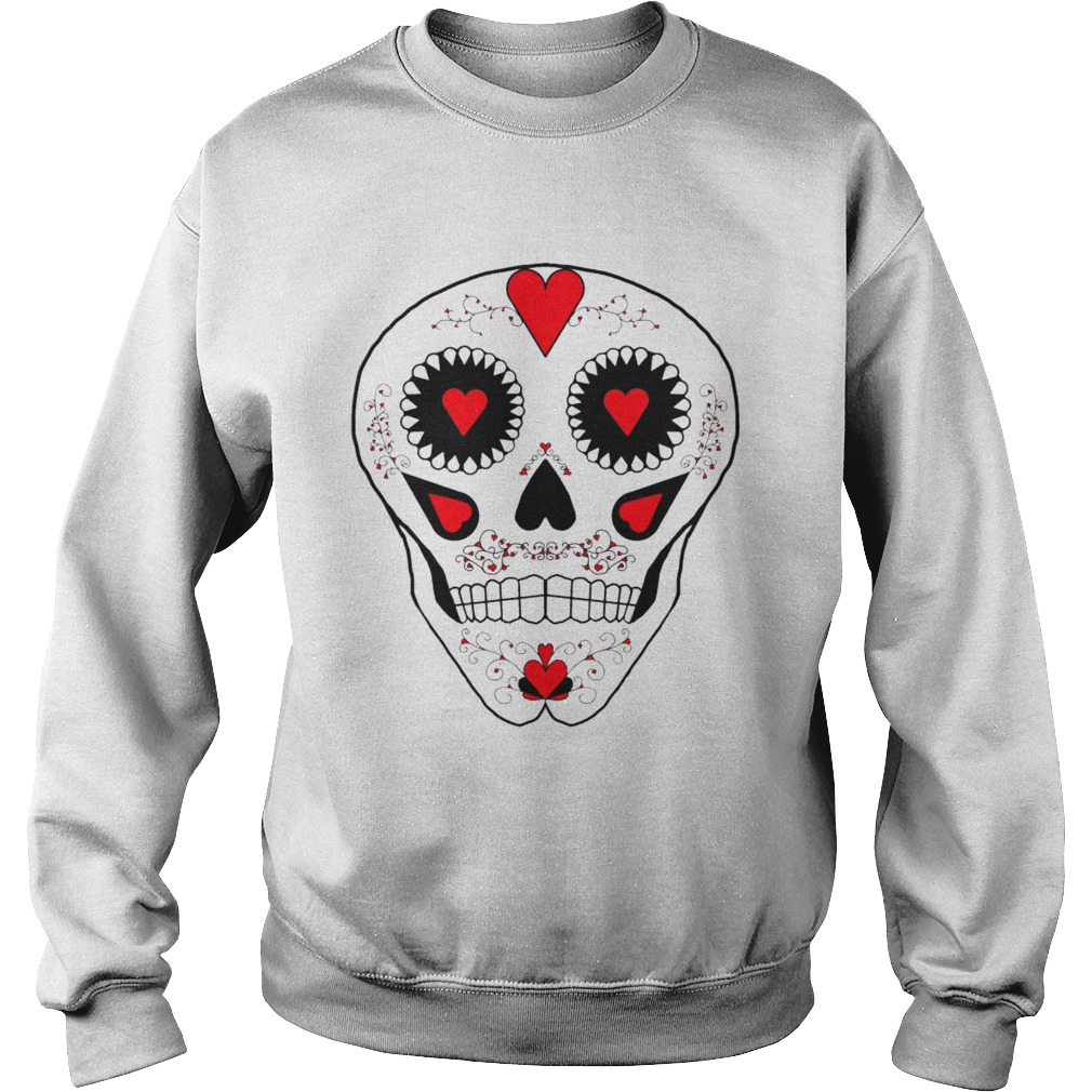 Skull Hearts Red Black White Day Of The Dead  Sweatshirt