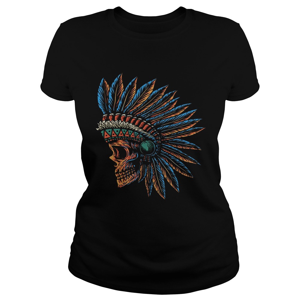 Skull Indian Side Position Day Of The Dead Retro Vintage  Classic Ladies