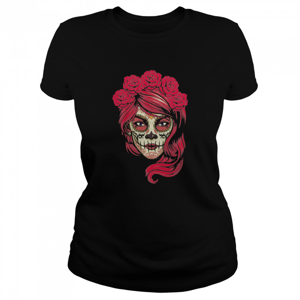 Skull Lady Woman Day Of The Dead  Classic Women's T-shirt