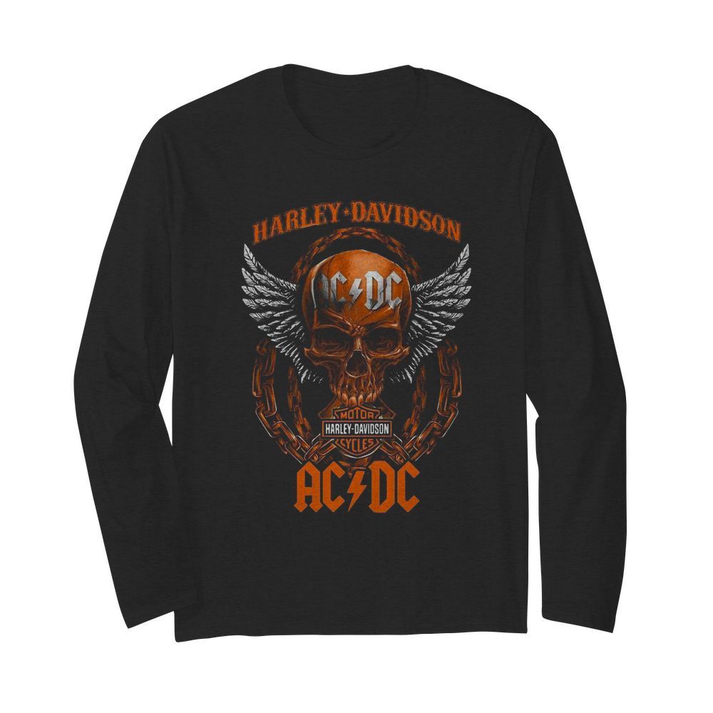 Skull Motor Harley Davidson Cycles AC DC  Long Sleeved T-shirt 