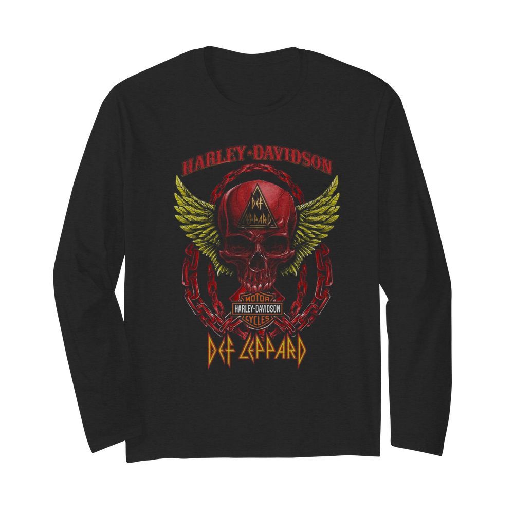 Skull Motor Harley Davidson Cycles Def Leppard  Long Sleeved T-shirt 