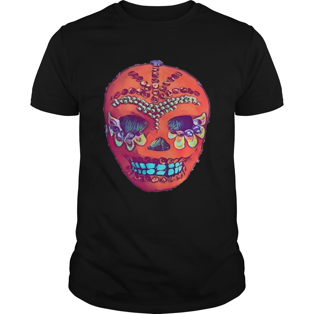 Skull Portrait Cool Mexican Orange Day Of The Dead shirt