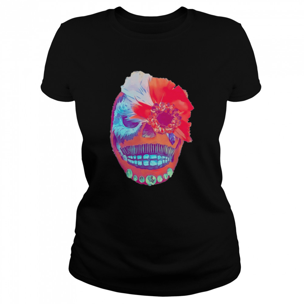 Skull Portrait Mexican Red Feather  Classic Women's T-shirt