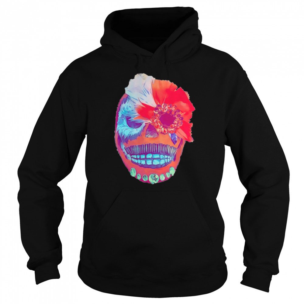 Skull Portrait Mexican Red Feather  Unisex Hoodie