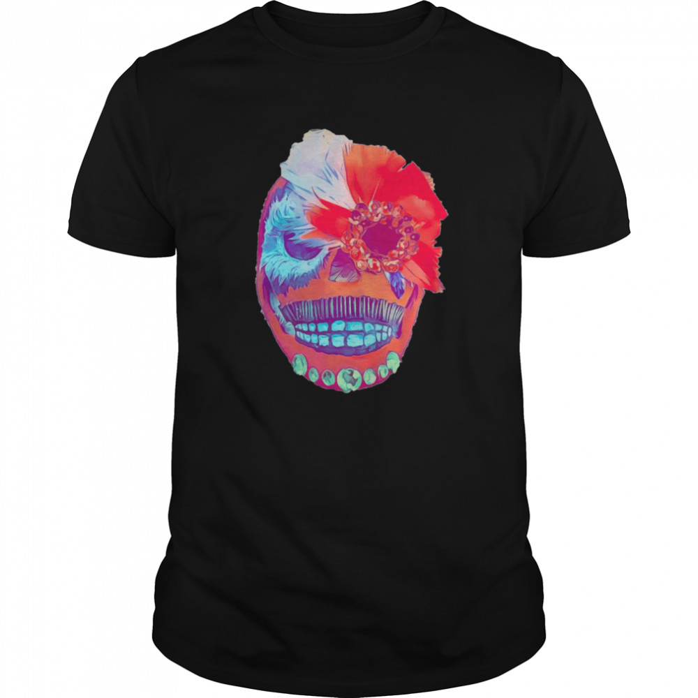 Skull Portrait Mexican Red Feather  Classic Men's T-shirt