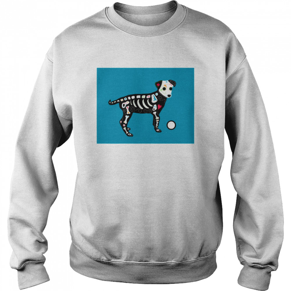 Skull Puppy On Blue Dia De Muertos  Unisex Sweatshirt