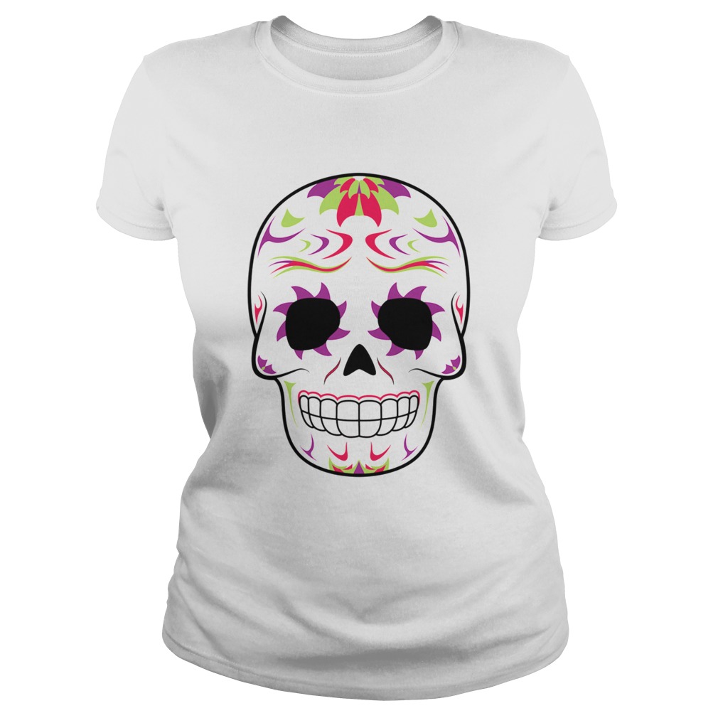 Skull Purple And Green Day Of Dead  Classic Ladies