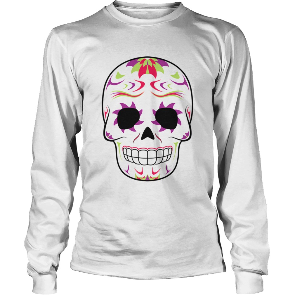 Skull Purple And Green Day Of Dead  Long Sleeve