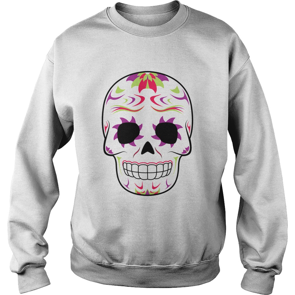 Skull Purple And Green Day Of Dead  Sweatshirt