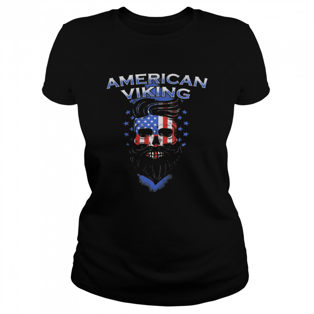 Skull beard american viking american flag  Classic Women's T-shirt