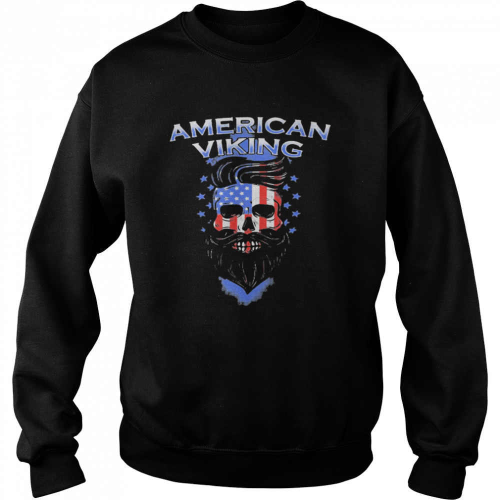 Skull beard american viking american flag  Unisex Sweatshirt