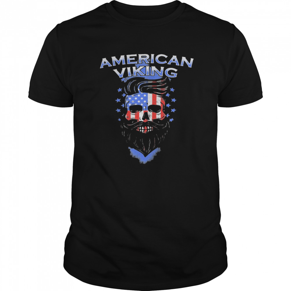 Skull beard american viking american flag  Classic Men's T-shirt