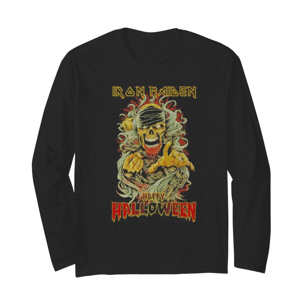 Skull iron maiden happy halloween  Long Sleeved T-shirt 