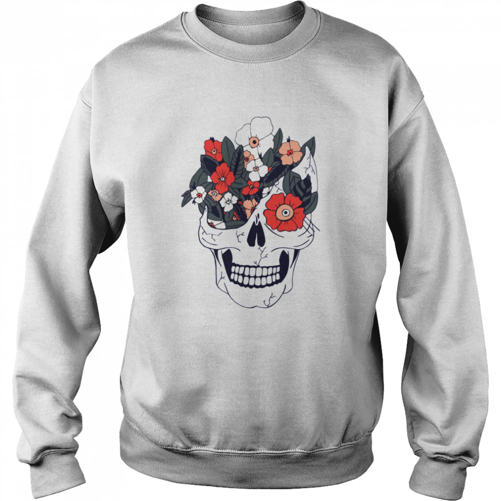 Skulls And Flowers Dia De Muertos  Unisex Sweatshirt