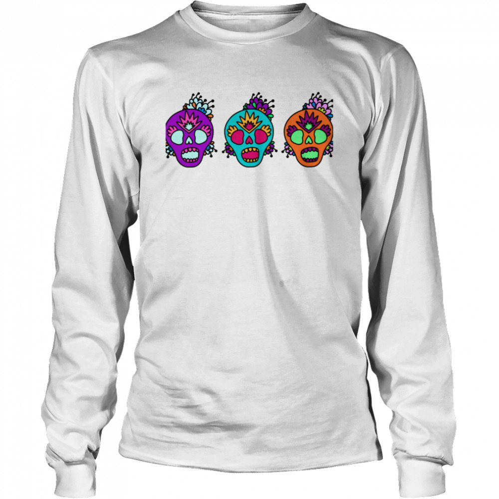 Skulls Day Of The Dead Muertos  Long Sleeved T-shirt