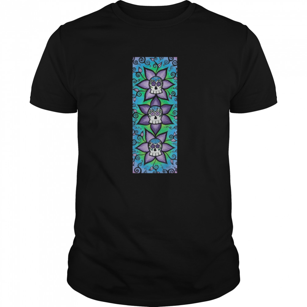 Skulls Purple Flowers Day Dead shirt