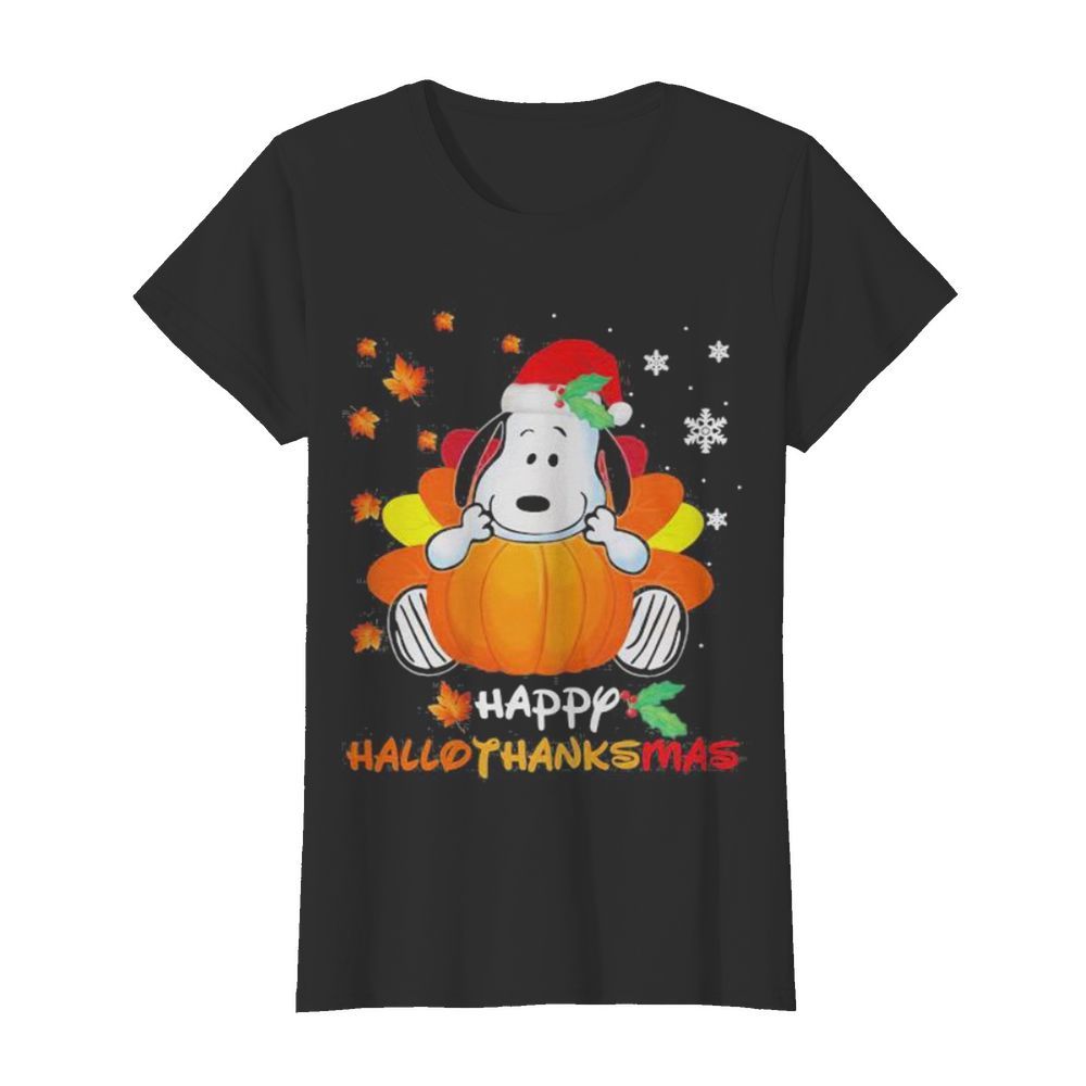 Snoopy happy hallothanksmas halloween thanksgiving christmas  Classic Women's T-shirt