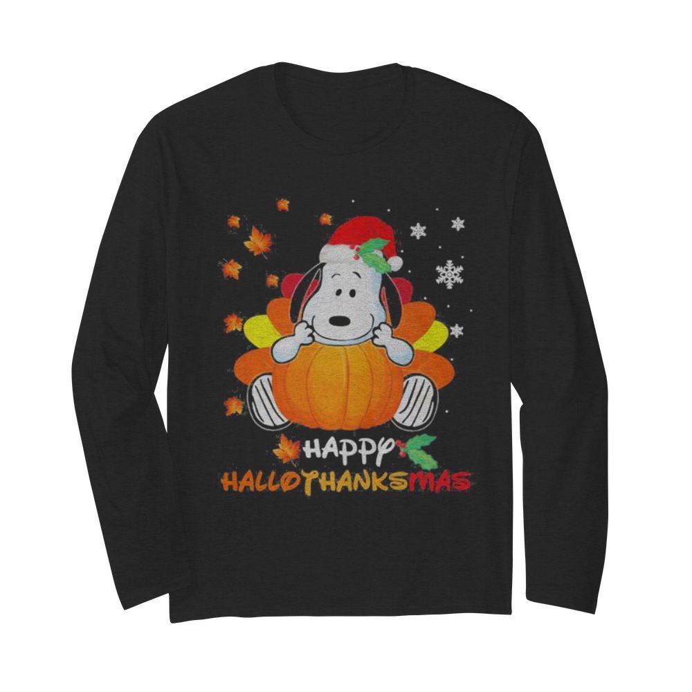 Snoopy happy hallothanksmas halloween thanksgiving christmas  Long Sleeved T-shirt 