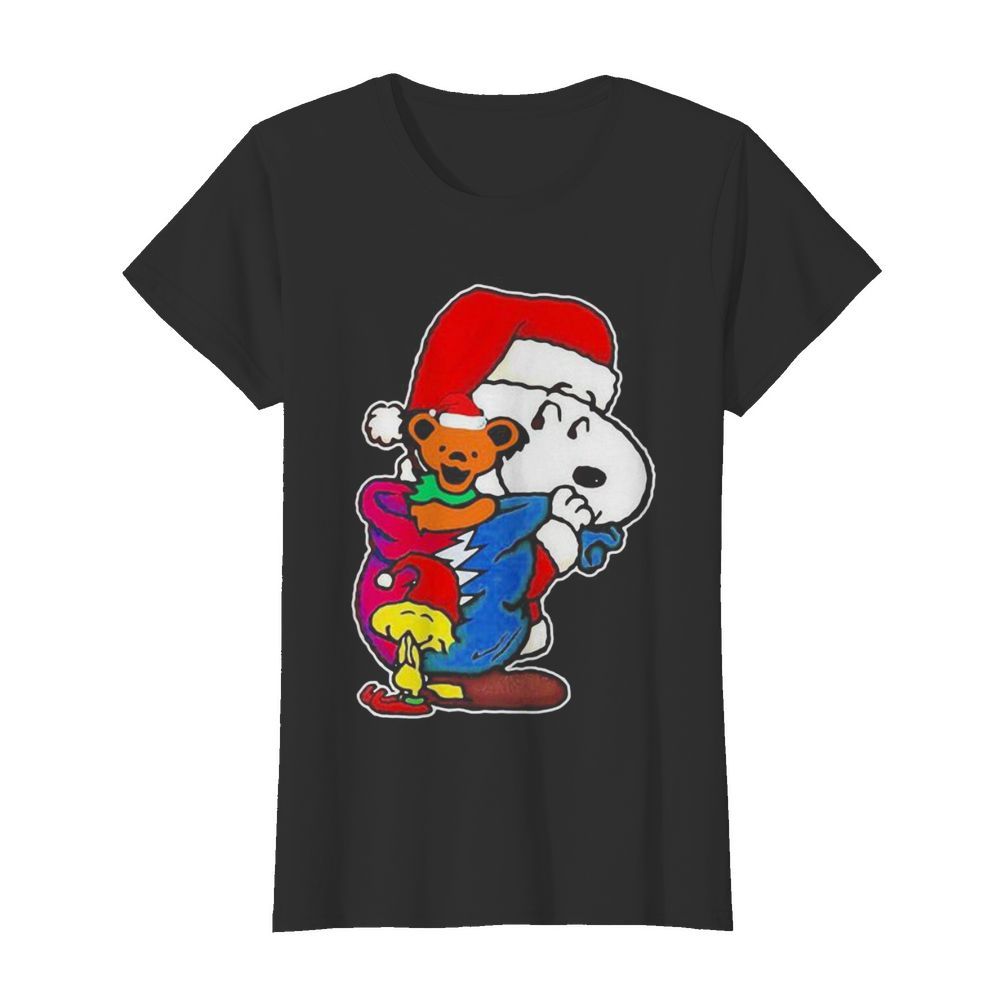 Snoopy woodstock and bear grateful dead merry christmas  Classic Women's T-shirt