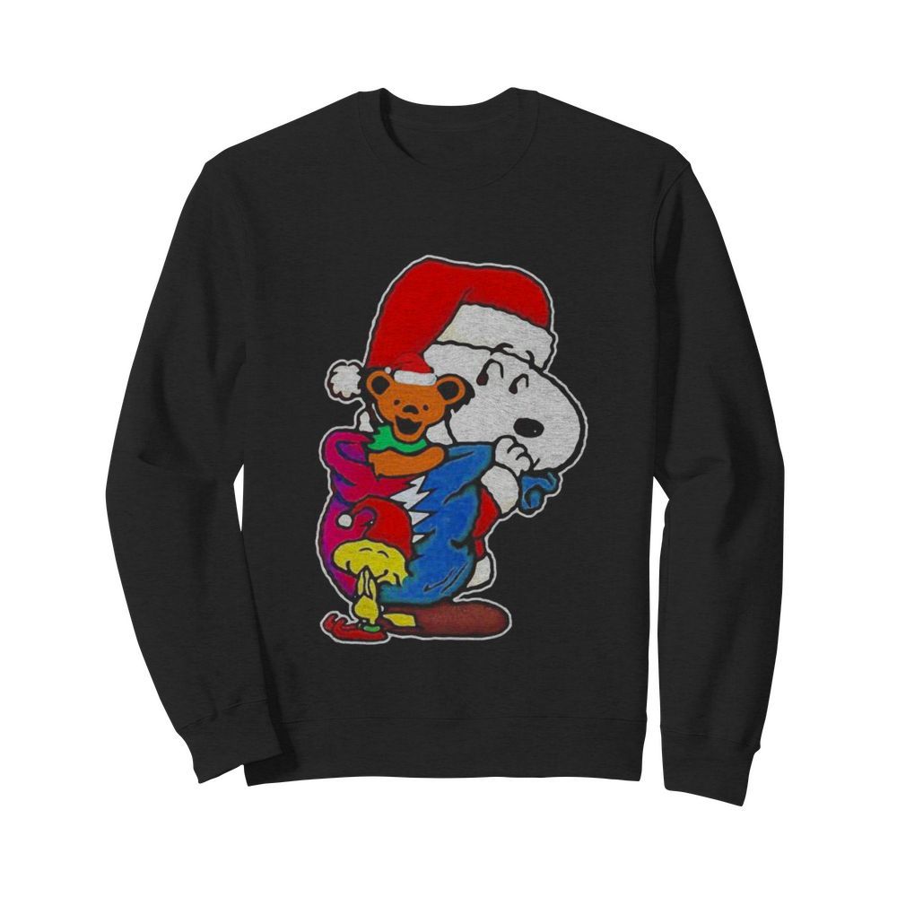 Snoopy woodstock and bear grateful dead merry christmas  Unisex Sweatshirt