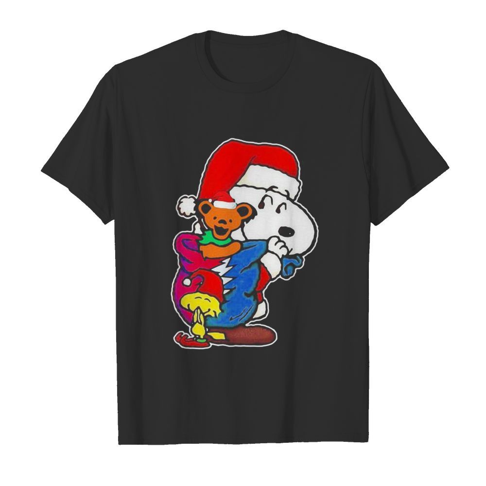 Snoopy woodstock and bear grateful dead merry christmas shirt