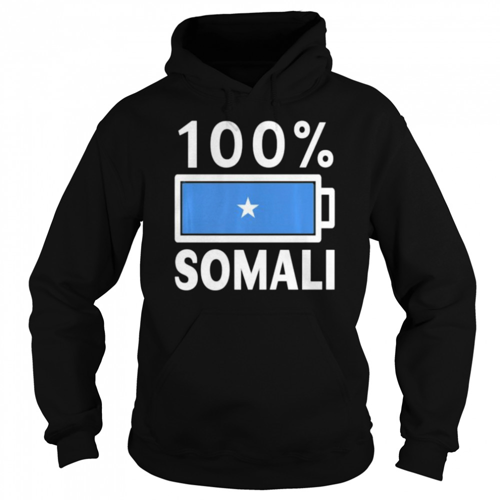 Somalia Flag 100 Somali Battery Power  Unisex Hoodie