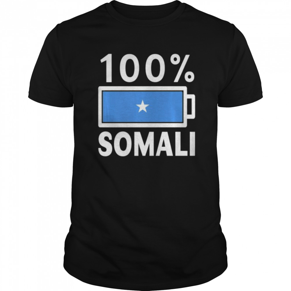 Somalia Flag 100 Somali Battery Power  Classic Men's T-shirt