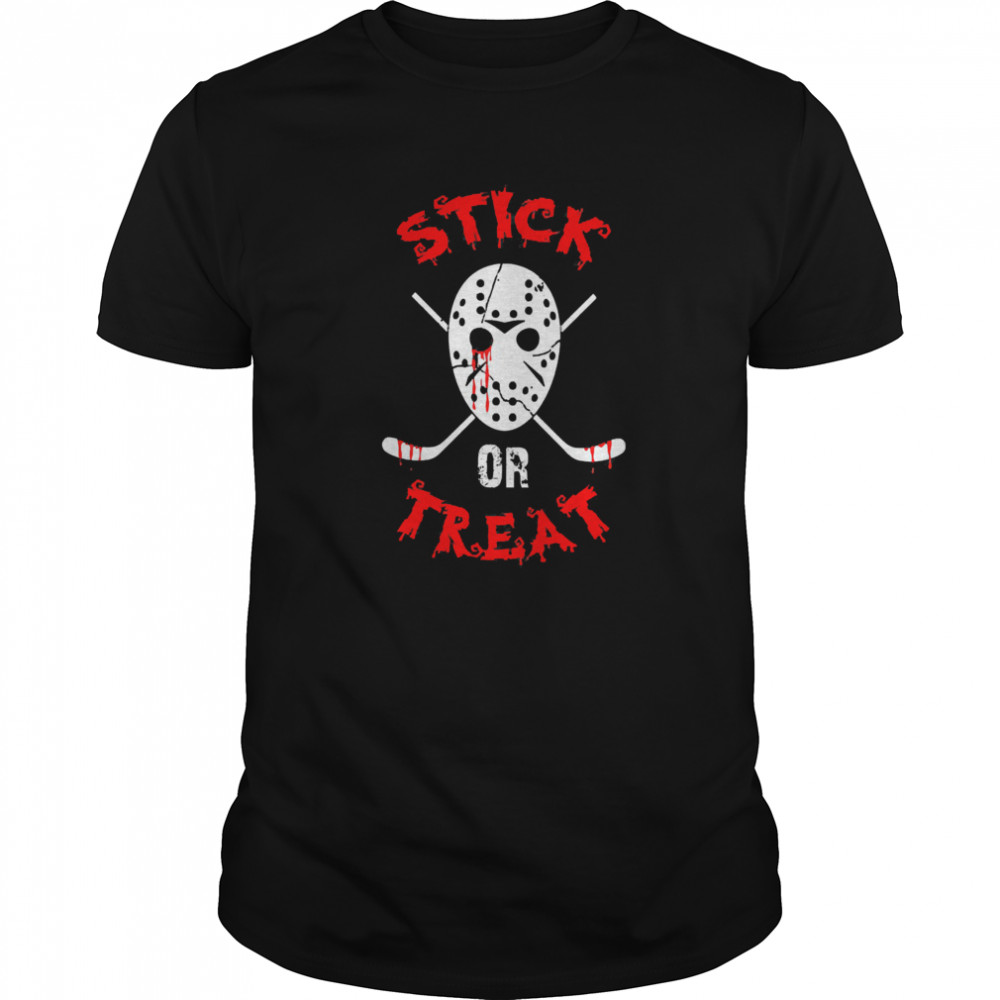 Stick Or Treat Hockey Halloween  Classic Men's T-shirt