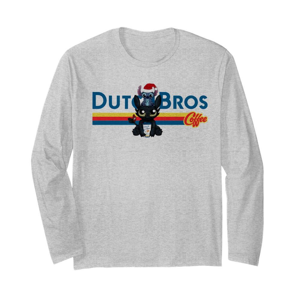 Stitch And Toothless Dutch Bros Coffee Christmas  Long Sleeved T-shirt 