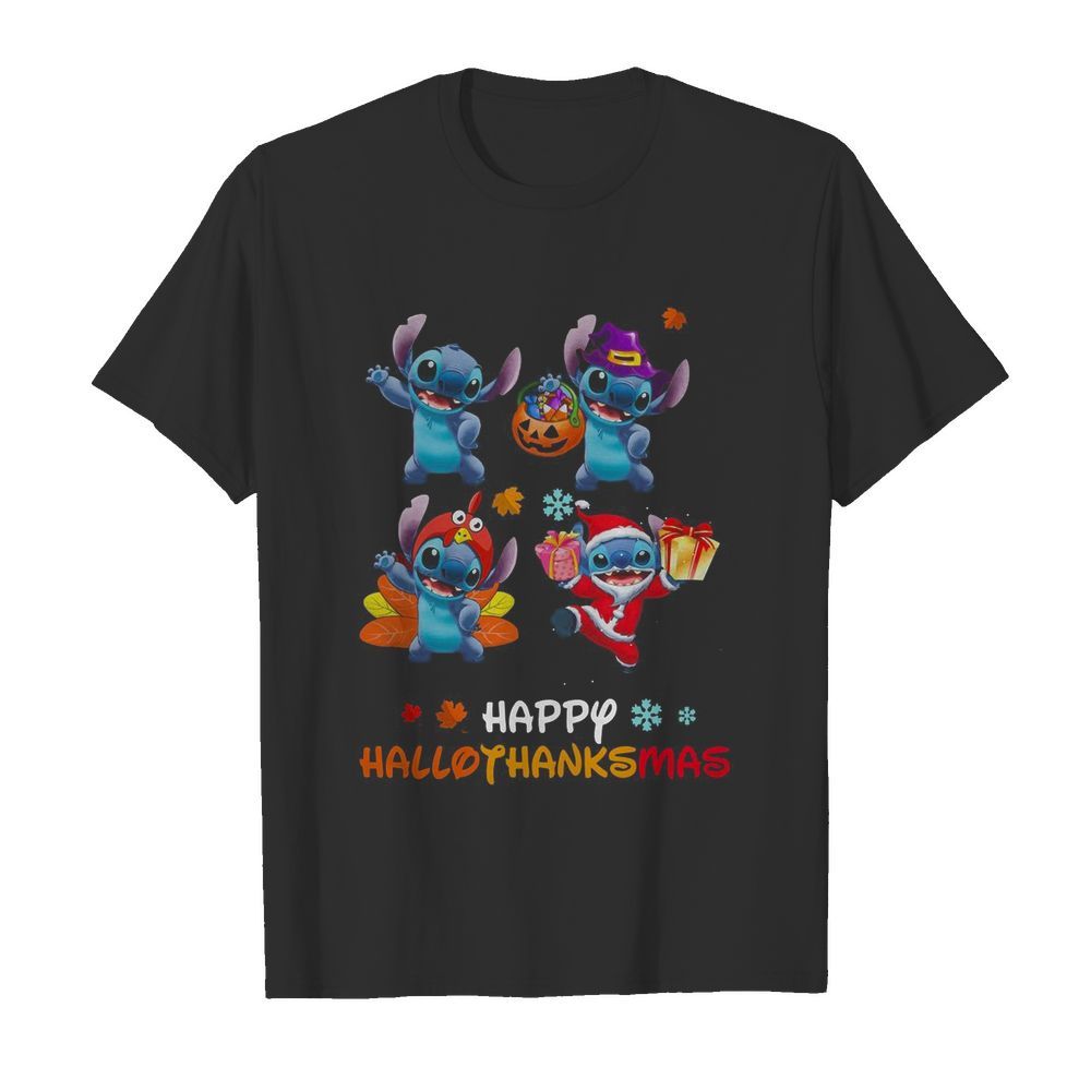 Stitch Disney Halloween And Merry Christmas Happy Hallothanksmas shirt