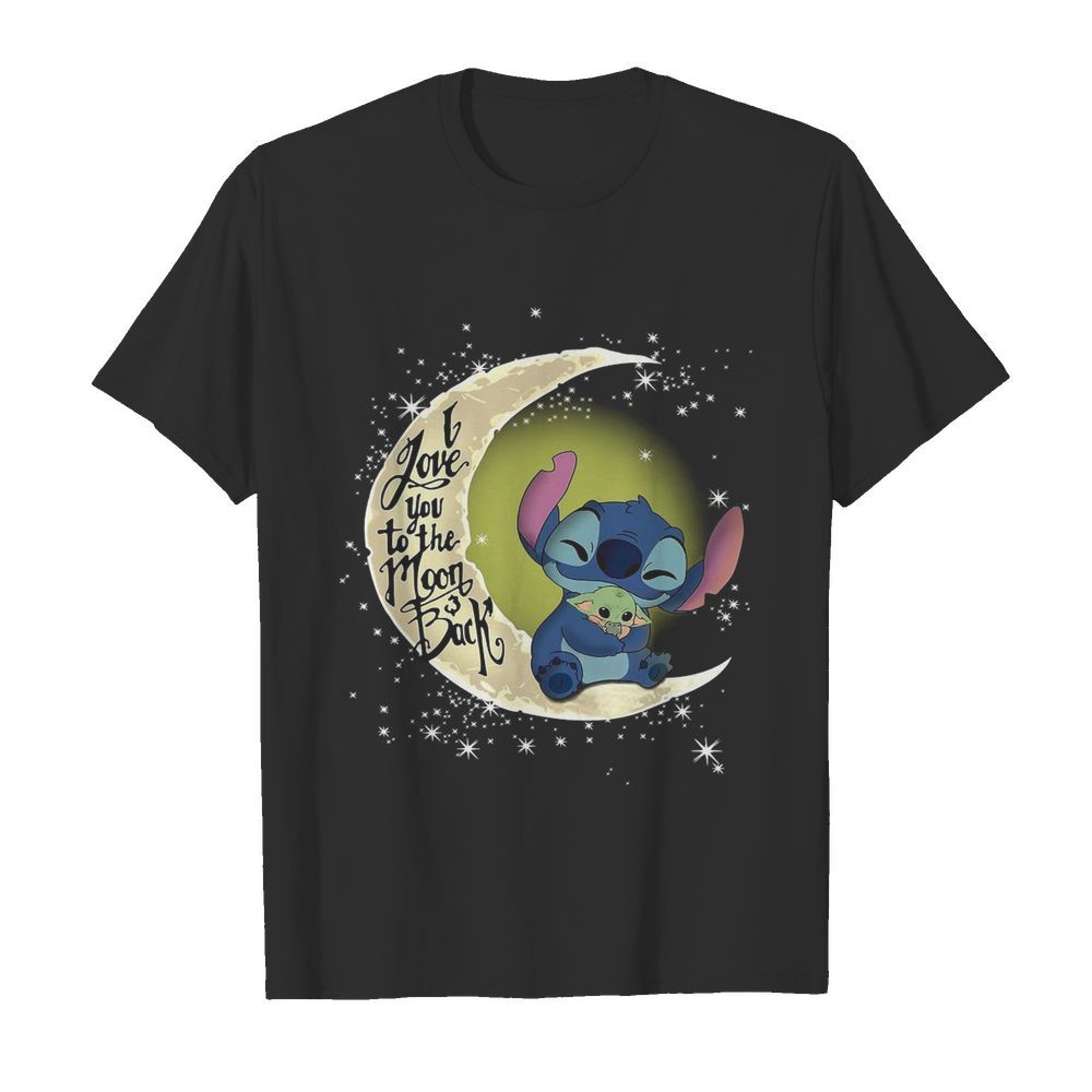 Stitch Hug Baby Yoda I Love You To The Moon And Back  Classic Men's T-shirt