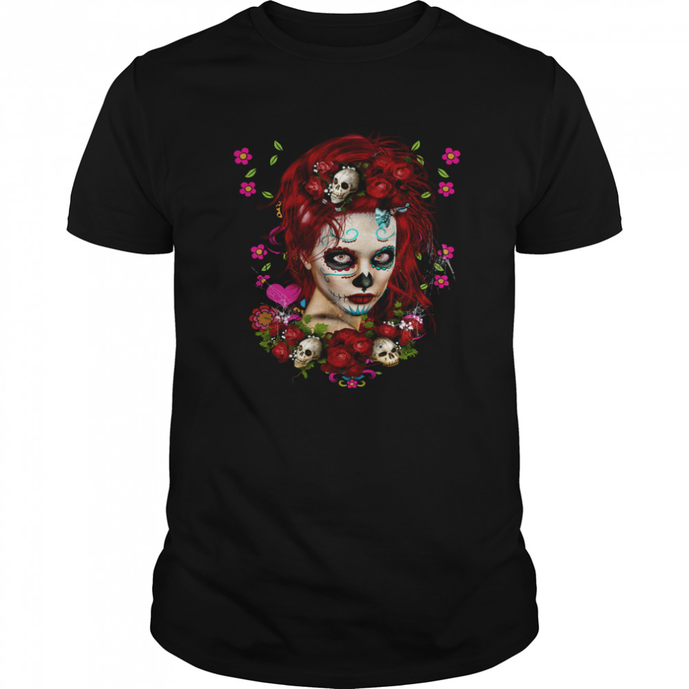 Sugar Doll Red Dia De Muertos shirt