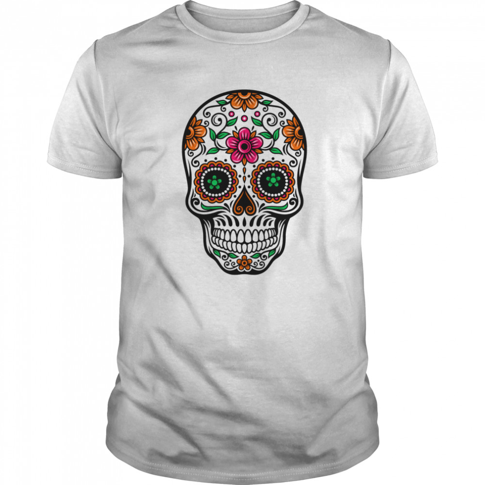 Sugar Skull And Retro Flowers Day Of The Dead shirt