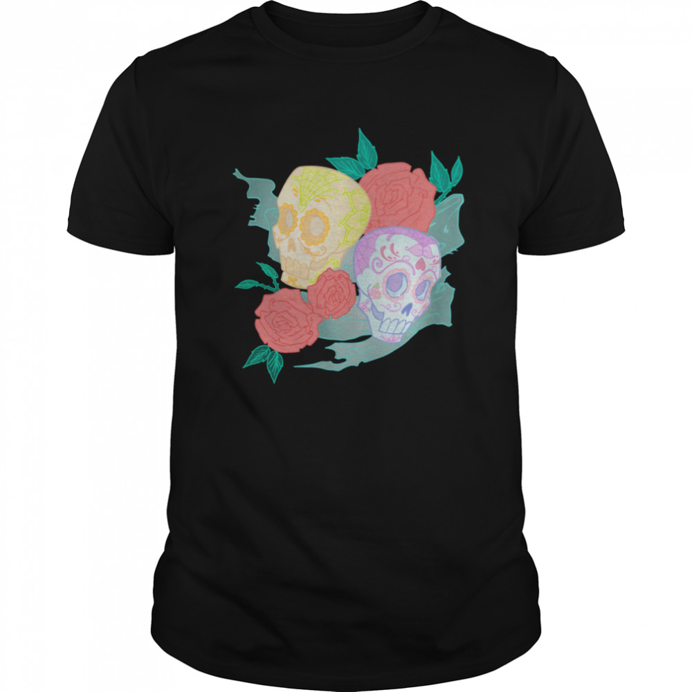 Sugar Skull Couple Rose Day Of The Dead Dia De Muertos shirt