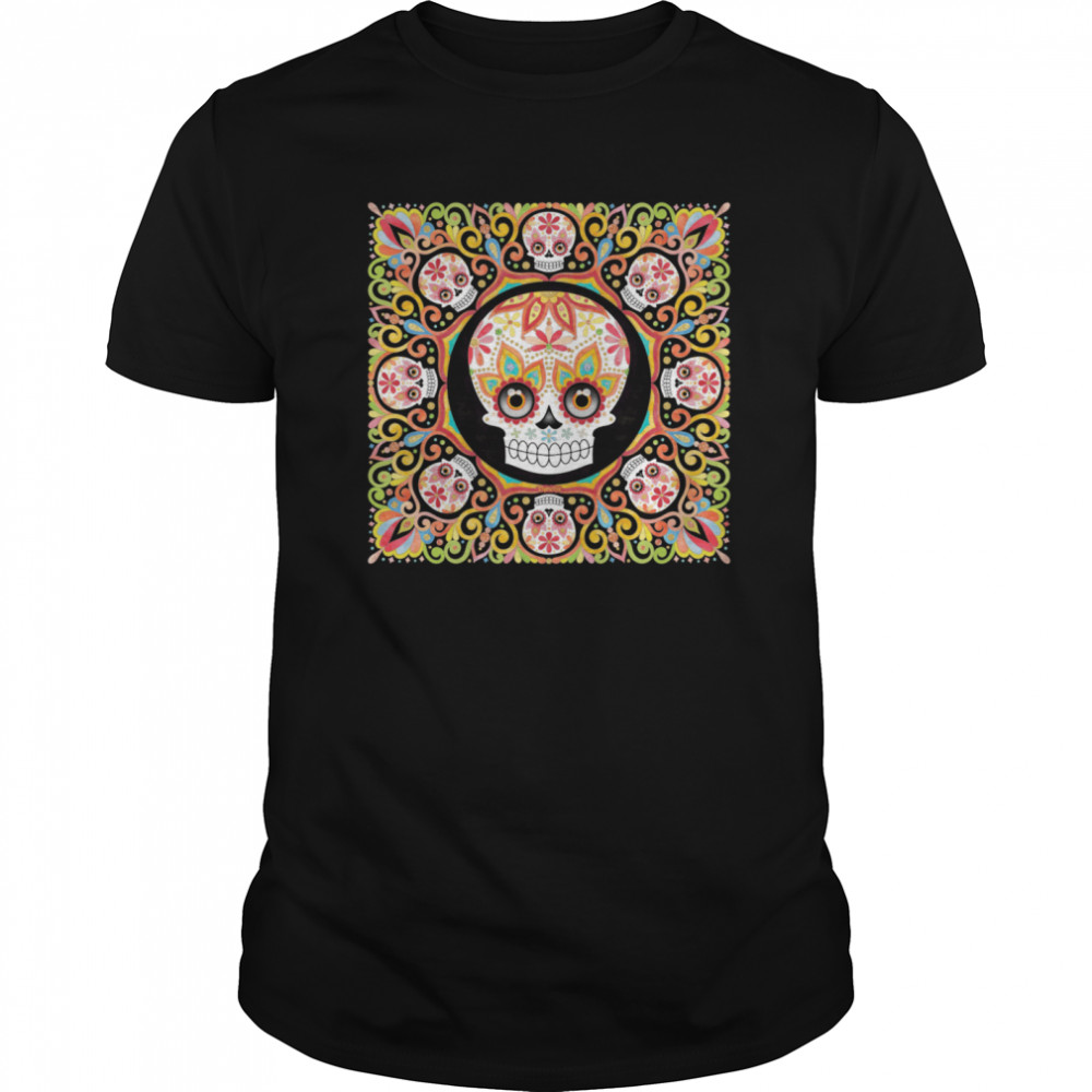 Sugar Skull Mandala Dia De Los Muertos Day Dead shirt