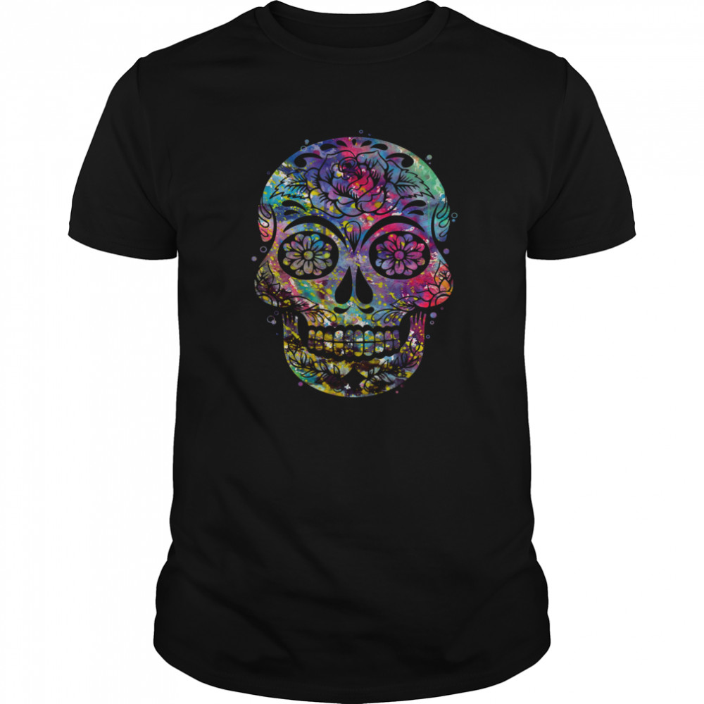 Sugar Skull Watercolor Day Of The Dead Dia De Muertos shirt