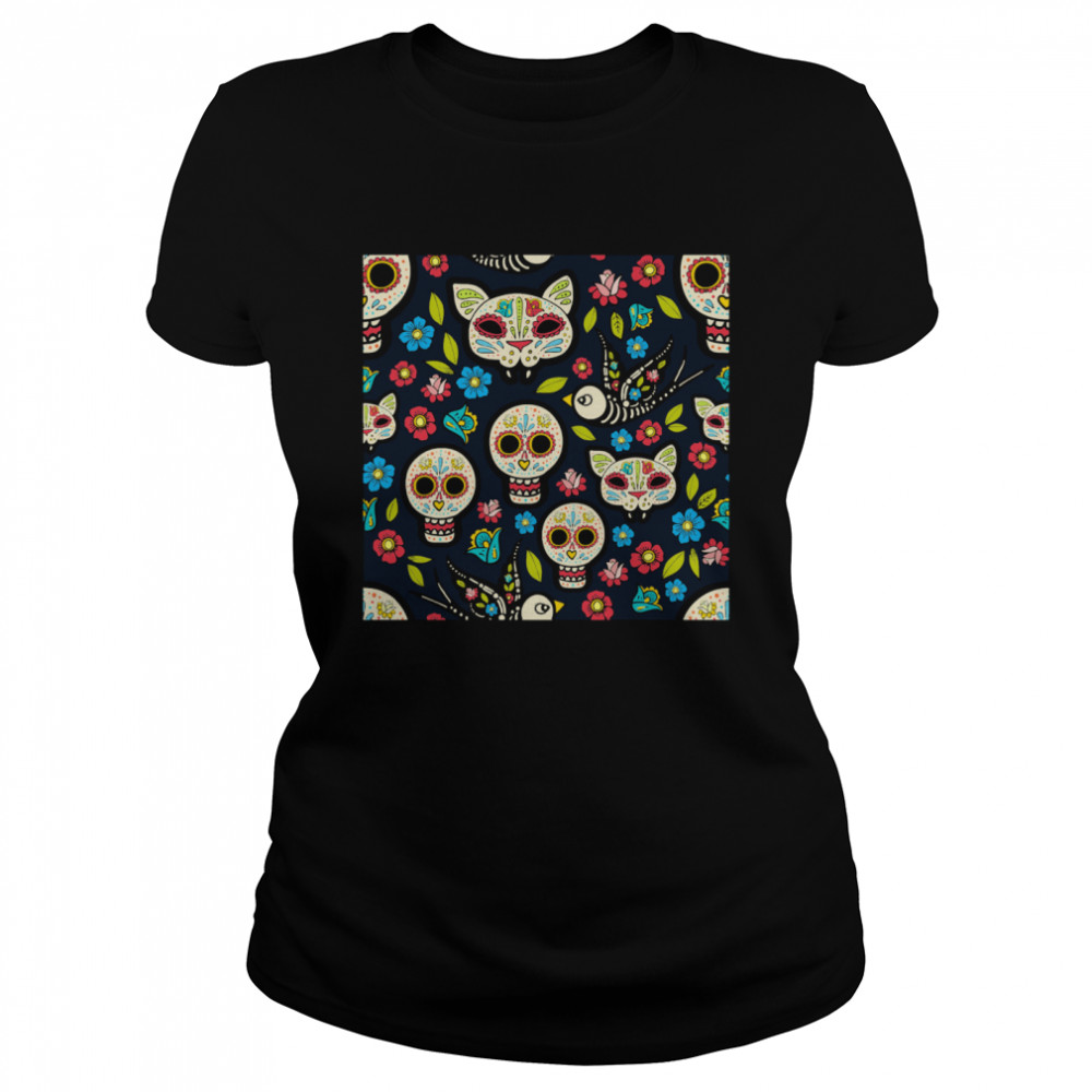 Sugar Skulls Day Of The Dead Dia De Muertos  Classic Women's T-shirt