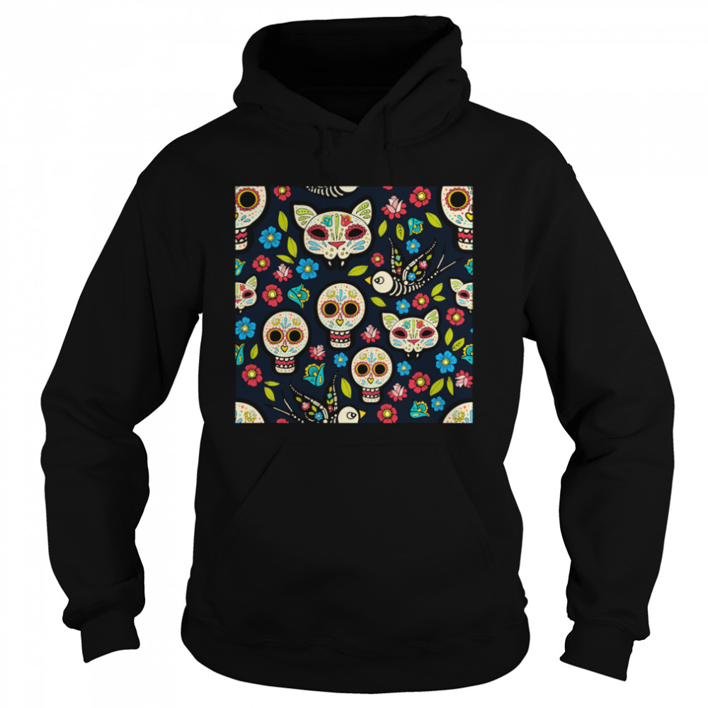 Sugar Skulls Day Of The Dead Dia De Muertos  Unisex Hoodie