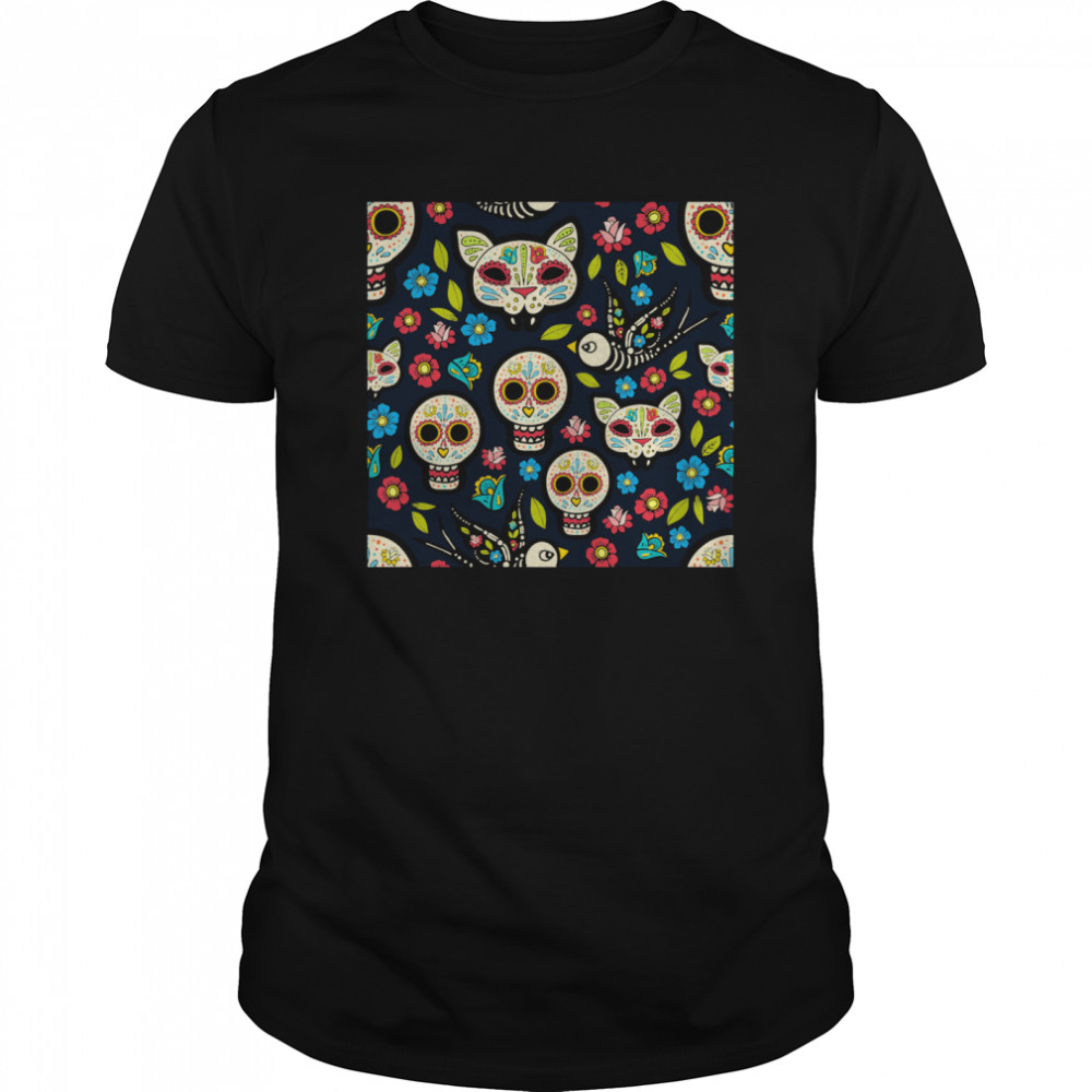 Sugar Skulls Day Of The Dead Dia De Muertos  Classic Men's T-shirt