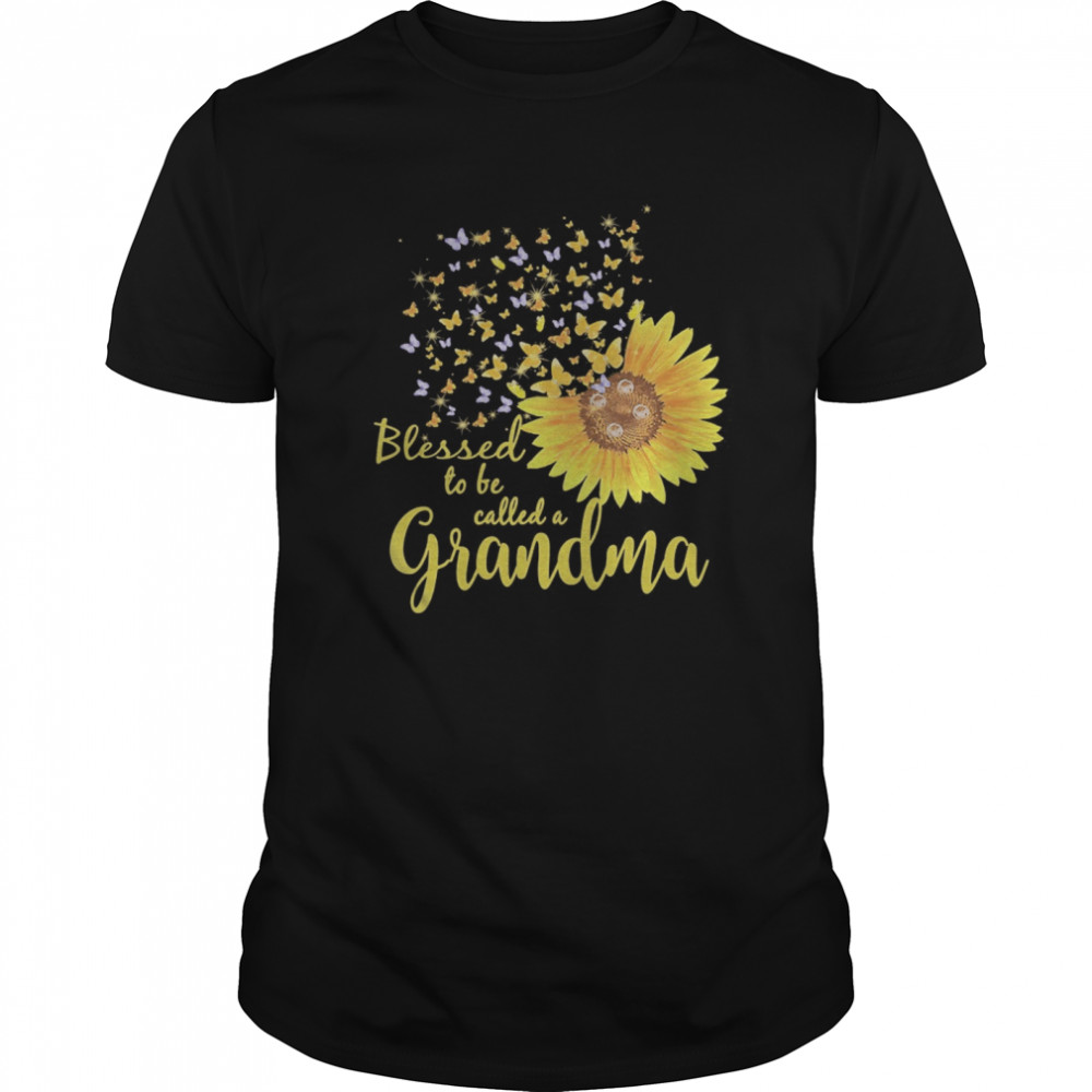 Sunflower butterfly blessed to be called a grandma shirt