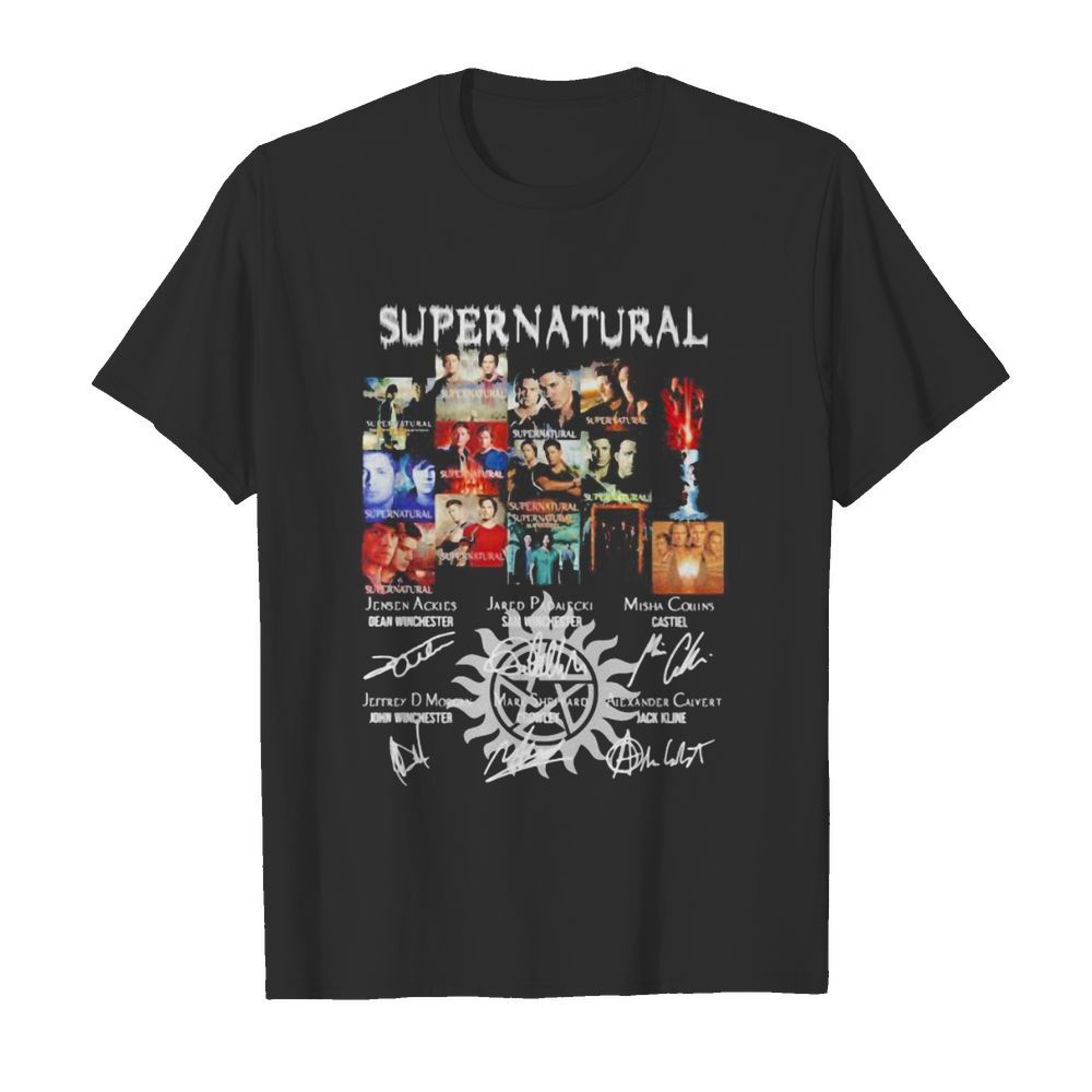 Supernatural movie characters signatures shirt