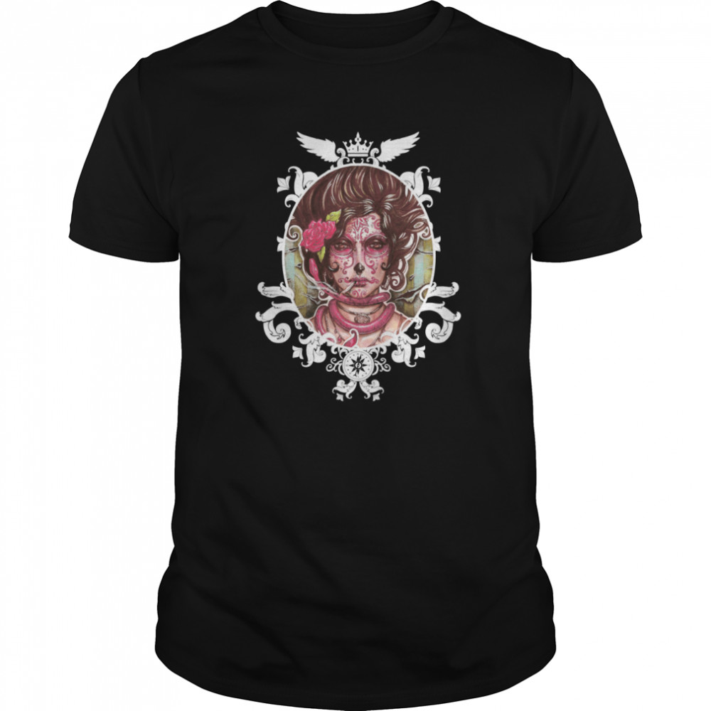 The Mexican Catrina Makeup And Sugar Skulls Dia De Los Muertos  Classic Men's T-shirt