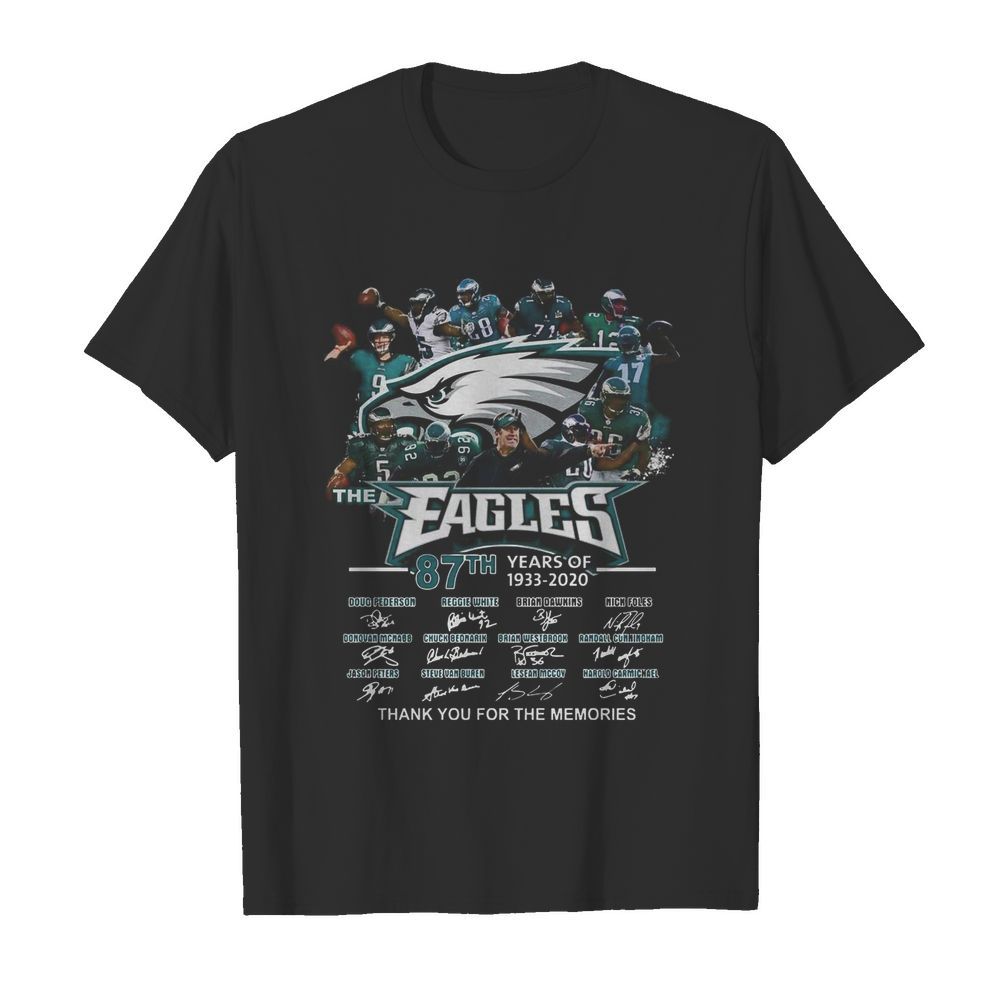 The Philadelphia Eagles 87th Anniversary 1933 2020 Thank You For The Memories Signatures shirt