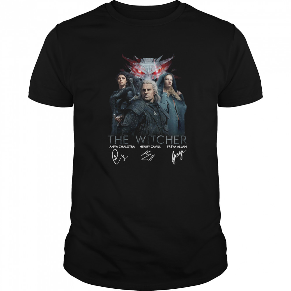 The Witcher Anya Chalotra Henry Cavill Freya Allan Signature  Classic Men's T-shirt