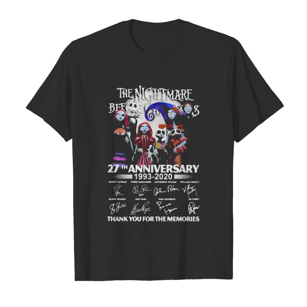 The nightmare 27th anniversary 1993 2020 thank for the memories signatures shirt