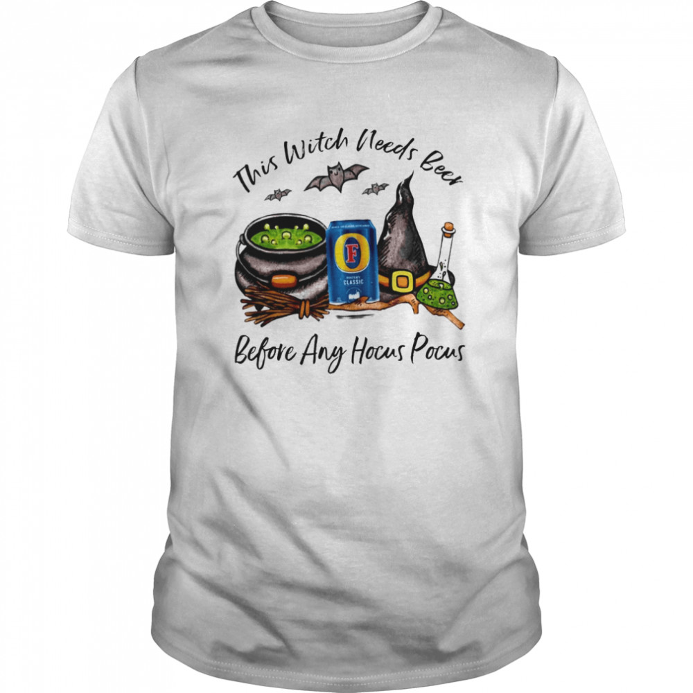 This Witch Needs Beer Before Any Hocus Pocus Halloween  Classic Men's T-shirt